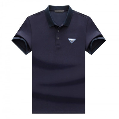 Prada  Mens Basic Logo Short Sleeved Tshirts Navy - 프라다 2021 남성 베이직 로고 폴로 반팔티 Pra02330x Size(m - 3xl) 네이비