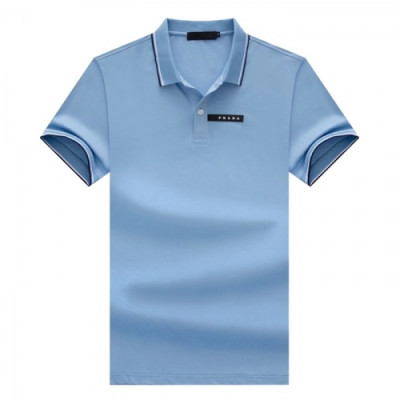 Prada  Mens Basic Logo Short Sleeved Tshirts Blue - 프라다 2021 남성 베이직 로고 폴로 반팔티 Pra02335x Size(m - 3xl) 블루