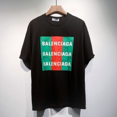 Balenciaga  Mm/Wm Logo Cotton Short Sleeved Tshirts Black - 발렌시아가 2021 남/녀 로고 코튼 반팔티 Bal01138x Size(xs - l) 블랙