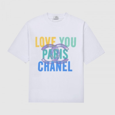 Chanel  Mm/Wm 'CC' Logo Cotton Short Sleeved Tshirts White - 샤넬 2021 남/녀 'CC'로고 코튼 반팔티 Cnl0726x Size(xs - l) 화이트