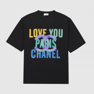 Chanel  Mm/Wm 'CC' Logo Cotton Short Sleeved Tshirts Black - 샤넬 2021 남/녀 'CC'로고 코튼 반팔티 Cnl0727x Size(xs - l) 블랙