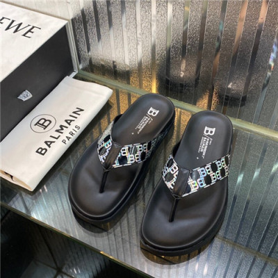 Balmain 2021 Men's Leather Slipper,BALMS0039 - 발망 2021 남성용 레더 슬리퍼,Size(240-270),블랙