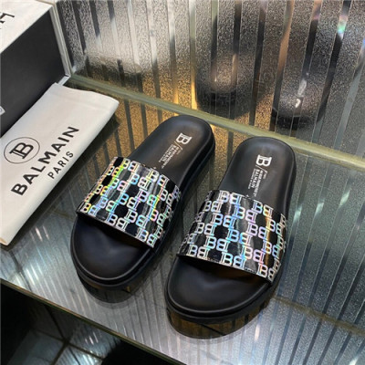 Balmain 2021 Men's Leather Slipper,BALMS0040 - 발망 2021 남성용 레더 슬리퍼,Size(240-270),블랙