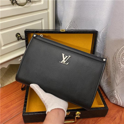 [매장판]Louis Vuitton 2021 Men's Leather Clutch Bag,29cm,LOUB2425 - 루이비통 2021 남성용 레더 클러치백,29cm,블랙