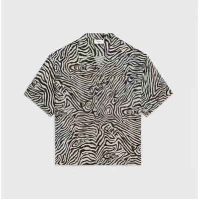 Celine  Mens Logo Cotton Short Sleeved Shirts Black - 셀린느 2023 남자 로고 코튼 반팔셔츠, Cel0133x Size(39 - 43) 블랙