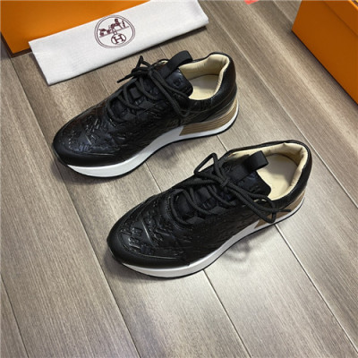 Hermes 2021 Men's Leather Sneakers,HERS0503 - 에르메스 2021 남성용 레더 스니커즈,Size(240-270),블랙