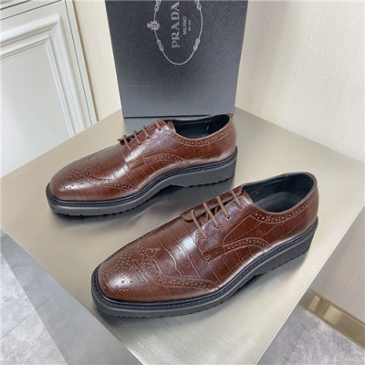 Prada 2021 Men's Leather Derby Shoes,PRAS0806 - 프라다 2021 남성용 레더 더비슈즈,Size(240-270),브라운