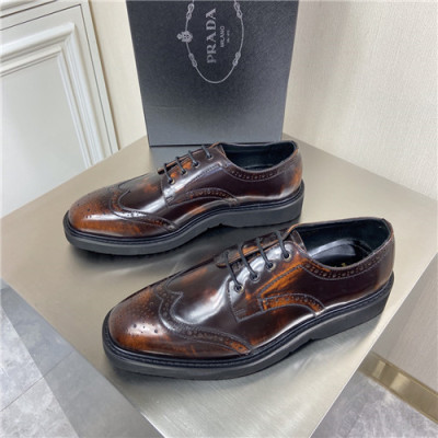 Prada 2021 Men's Leather Derby Shoes,PRAS0807 - 프라다 2021 남성용 레더 더비슈즈,Size(240-270),브라운