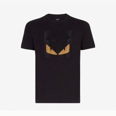 Fendi  Mens Logo Casual Short Sleeved Tshirts Black - 펜디 2021 남성 로고 캐쥬얼 코튼 반팔티 Fen01006x Size(s - 3xl) 블랙