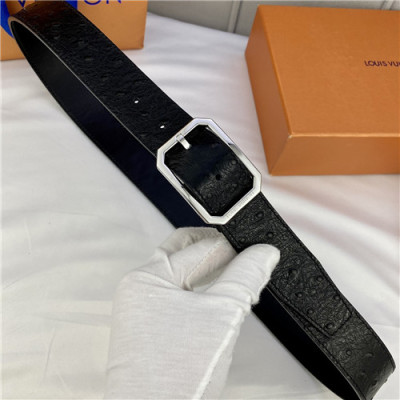 Louis Vuitton 2021 Men's Leather Belt,3.5cm,LOUBT0229 - 루이비통 2021 남성용 레더 벨트,3.5cm,블랙