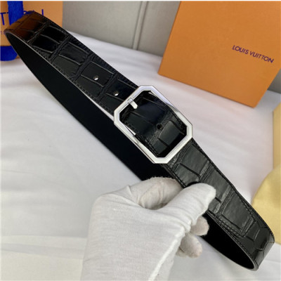 Louis Vuitton 2021 Men's Leather Belt,3.5cm,LOUBT0230 - 루이비통 2021 남성용 레더 벨트,3.5cm,블랙