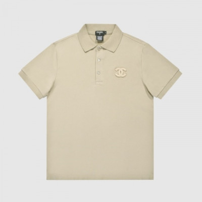 Chanel  Mm/Wm 'CC' Logo Cotton Short Sleeved Tshirts Beige - 샤넬 2021 남/녀 'CC'로고 코튼 반팔티 Cnl0750x Size(xs - xl) 베이지