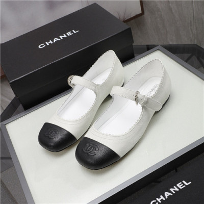 Chanel 2021 Women's Leather Flat,CHAS0657 - 샤넬 2021 여성용 레더 플렛,Size(225-250),화이트