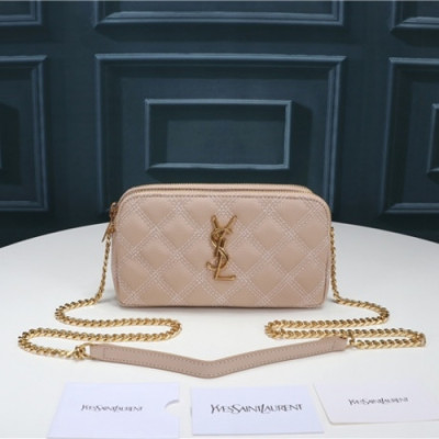 [럭셔리한]Saint Laurent 2021 Women's Leather Shoulder Bag,19cm,SLB0645 - 입생로랑 2021 여성용 레더 숄더백,19cm,베이지