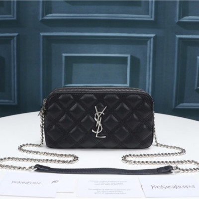 [럭셔리한]Saint Laurent 2021 Women's Leather Shoulder Bag,19cm,SLB0647 - 입생로랑 2021 여성용 레더 숄더백,19cm,블랙