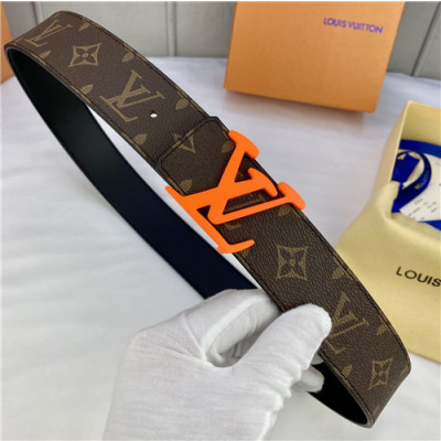 Louis Vuitton 2021 Men's Leather Belt,4.0cm,LOUBT0233 - 루이비통 2021 남성용 레더 벨트,4.0cm,브라운
