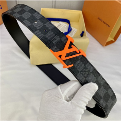 Louis Vuitton 2021 Men's Leather Belt,4.0cm,LOUBT0234 - 루이비통 2021 남성용 레더 벨트,4.0cm,블랙