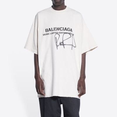 Balenciaga  Mm/Wm Logo Cotton Short Sleeved Tshirts Ivory - 발렌시아가 2021 남/녀 로고 코튼 반팔티 Bal01164x Size(xs - l) 아이보리