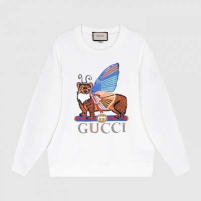 Gucci  Mm/Wm Logo Crew-neck Cotton Tshirts White - 구찌 2021 남/녀 로고 코튼 크루넥 코튼 긴팔티 Guc03974x Size(s - l) 화이트