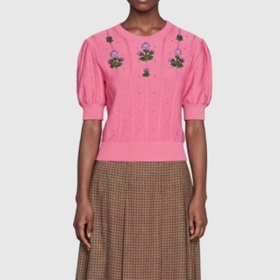 Gucci Womens Logo Crew-neck Sweaters Pink - 구찌 2021 여성 로고 크루넥 스웨터 Guc03978x Size(s - l) 핑크