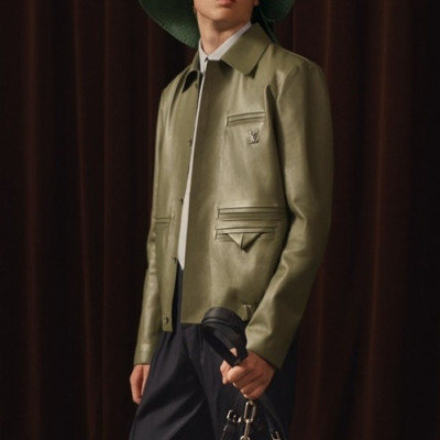 Louis vuitton  Mens Logo Leather Jackets Green - 루이비통 2021 남성 로고 가죽 자켓 Lou03535x Size(m - 3xl) 그린