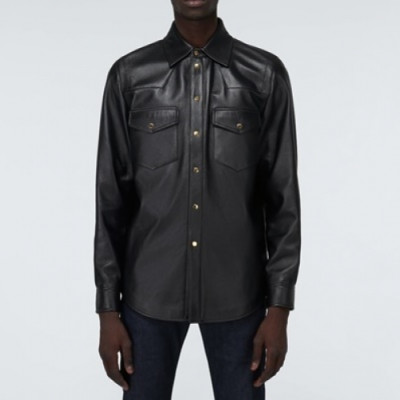 Gucci  Mens Classic Leather Jackets Black - 구찌 2021 남성 클래식 캐쥬얼 가죽 자켓 Guc03986x Size(m - 3xl) 블랙