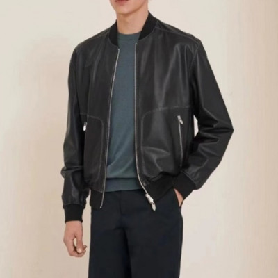 Hermes  Mens Logo Casual Leather Jacket Black - 에르메스 2021 남성 로고 캐쥬얼 인조 가죽 자켓 Her0686x Size(m - 3xl) 블랙