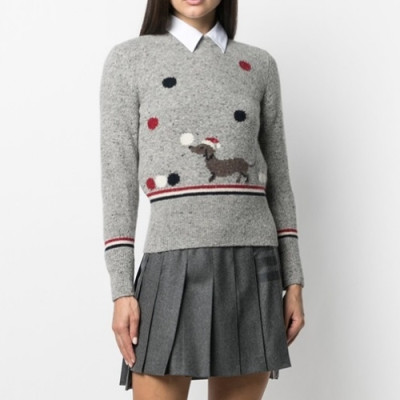 Thom Browne  Womens Strap Crew-neck Wool Sweaters - 톰브라운 2021 여성 스트랩 크루넥 울 스웨터 Thom01407x Size(0 - 4) 그레이