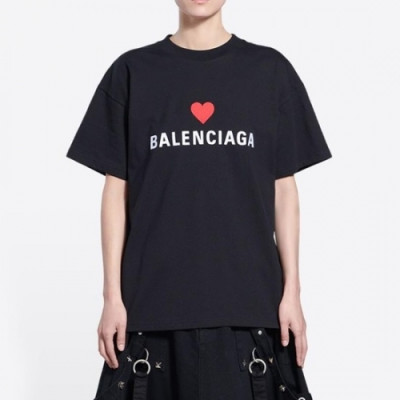 Balenciaga  Mm/Wm Logo Cotton Short Sleeved Tshirts Black - 발렌시아가 2021 남/녀 로고 코튼 반팔티 Bal01172x Size(xs - m) 블랙