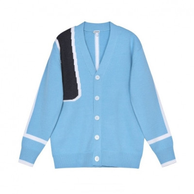 Loewe  Mens Logo Crew-neck Wool Cardigan Blue - 로에베 2021 남성 로고 크루넥 울 가디건 Loe0491x Size(m - 2xl) 블루