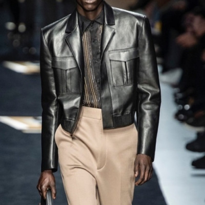Fendi  Mens Casual Zip-up Leather Jackets Black - 펜디 2021 남성 캐쥬얼 집업 가죽 자켓 Fen01048x Size(m - 3xl) 블랙