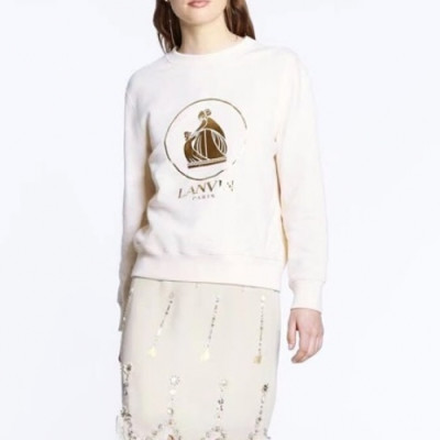 LANVIN  Women  Logo Tshirts Ivory - 랑방 2021 여성 로고 긴팔티 Lan0014x Size(s - l) 아이보리