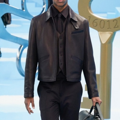 Louis vuitton  Mens Logo Leather Jackets - 루이비통 2021 남성 로고 가죽 자켓 Lou03627x Size(m - 3xl) 블랙