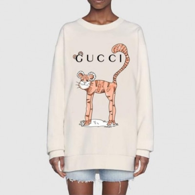 Gucci  Womens Logo Crew-neck Cotton Tshirts Ivory - 구찌 2021 여성 로고 코튼 크루넥 코튼 긴팔티 Guc04117x Size(s - l) 아이보리