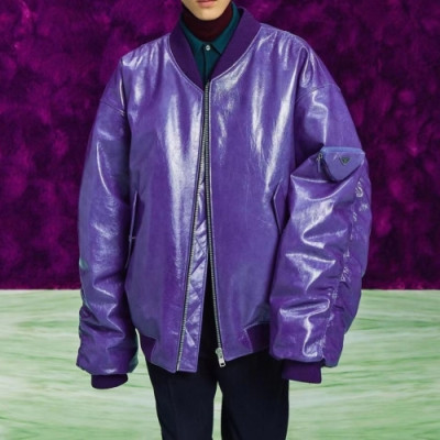 Prada  Mens Logo Casual Leather Jacket Purple - 프라다 2021 남성 로고 캐쥬얼 가죽 자켓 Pra02427x Size(m - 2xl) 퍼플
