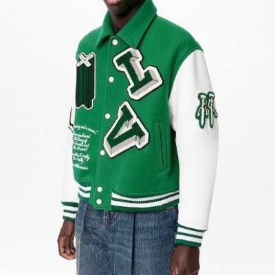 Louis vuitton  Mens Logo Leather Jackets Green - 루이비통 2021 남성 로고 가죽 자켓 Lou03671x Size(m - 2xl) 그린