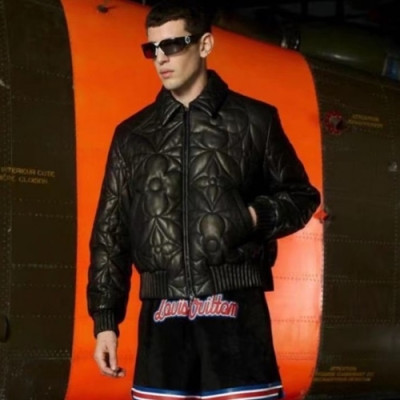 Louis vuitton  Mens Logo Leather Jackets Black - 루이비통 2021 남성 로고 가죽 자켓 Lou03692x Size(s - 3xl) 블랙