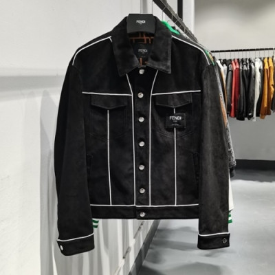 Fendi  Mens Casual Zip-up Leather Jackets Black - 펜디 2021 남성 캐쥬얼 집업 가죽 자켓 Fen01061x Size(m - 3xl) 블랙