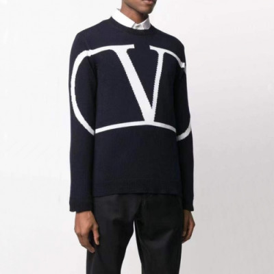 Valentino  Mens Big Logo Crew-neck Wool Sweaters Black - 발렌티노 2021 남성 빅로고 크루넥 울 스웨터 Val0487x Size (m - 2xl) 블랙