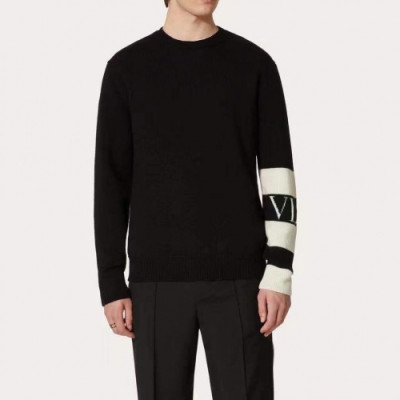 Valentino  Mens Big Logo Crew-neck Wool Sweaters Black - 발렌티노 2021 남성 빅로고 크루넥 울 스웨터 Val0488x Size (m - 2xl) 블랙