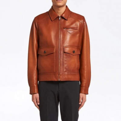 Prada  Mens Logo Casual Leather Jackets - 프라다 2021 남성 로고 캐쥬얼 가죽 자켓 Pra02449x Size(m - 3xl) 브라운