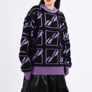 WELLDONE  Mm/Wm Retro Logo Crew-neck Sweaters Purple - 웰던 2021 남/녀 레트로 로고 크루넥 스웨터 Wel0031x Size(s - l) 퍼플