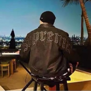 Supreme  Mens Camo Leather Jackets Black - 슈프림 2021 카모 가죽 자켓 Sup0135x Size(m - 3xl) 블랙