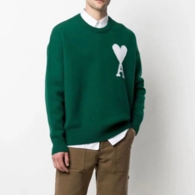 Ami  Mm/Wm Logo Casual Turtle-neck Sweaters Green - 아미 2021 남/녀 로고 캐쥬얼 터틀넥 스웨터 Ami0234x Size(s - xl) 그린