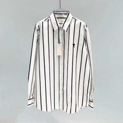 Ami  Mens Logo Casual Cotton Shirts White - 아미 2021 남성 로고 캐쥬얼 코튼 셔츠 Ami0236x Size(s - l) 화이트