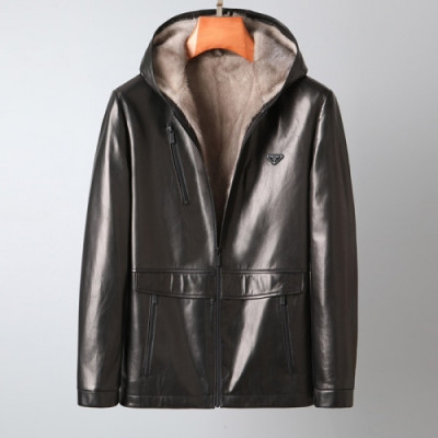 Prada  Mens Logo Casual Leather Jacket Black - 프라다 2021 남성 로고 캐쥬얼 가죽 자켓 Pra02483x Size(m - 3xl) 블랙