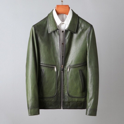 Louis vuitton  Mens Logo Leather Jackets Green - 루이비통 2021 남성 로고 가죽 자켓 Lou03776x Size(m - 3xl) 그린