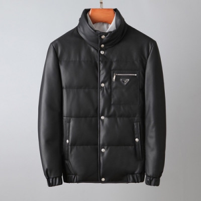 Prada  Mens Logo Casual Leather Jacket Black - 프라다 2021 남성 로고 캐쥬얼 가죽 자켓 Pra02485x Size(m - 3xl) 블랙
