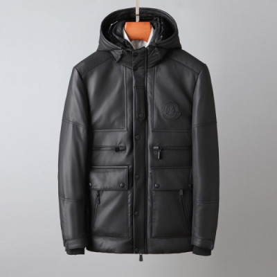 Moncler  Mens Patch Logo Modern Leather Jackets Black - 몽클레어 2021 남성 패치 로고 모던 가죽 자켓 Moc02397x Size(m - 3xl) 블랙