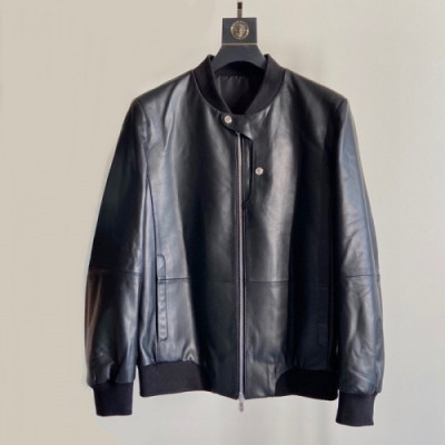 Hermes  Mens Logo Casual Leather Jacket Black - 에르메스 2021 남성 로고 캐쥬얼 인조 가죽 자켓 Her0716x Size(m - 3xl) 블랙